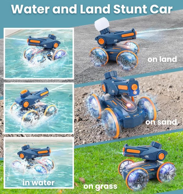 Amphibious Remote Control Car, Water and Land Stunt Car Toy with RC, Gesture Sensing, Lights, 4WD, 360° Rotation - for Kids 6+, Beach and Pool Fun for Boys and Girls - Image 4