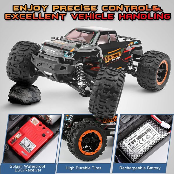 HAIBOXING Remote Control Car 16889, 1:16 Scale 2.4Ghz RC Cars 4x4 Off Road Trucks, Waterproof RTR RC Monster Truck 36KM/H, Toys for Kids and Adults with 2 Batteries 35+ mins Play - Image 4