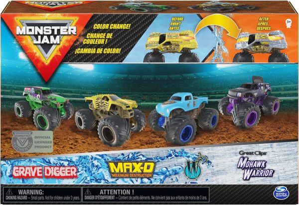 Monster Jam, Official Reveal The Steel 4-Pack of Color-Changing Die-Cast Monster Trucks, 1:64 Scale - Image 3