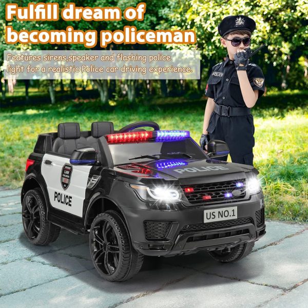 TOBBI Police Car Ride on Electric Car for Kids - Second Day Delivery - Battery Powered Ride-on Toys Cop Cars with Remote Control, Siren, Flashing Lights, Music, Spring Suspension, Carbon Black - Image 3