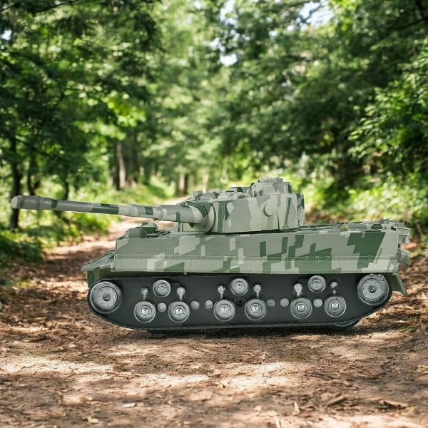 Roxie RC Tank Set, Remote Control Tank with Realistic Sounds and Lights, RC Army Tank Military Car Toys for Kids Boys Girls, TOYCAR128_1, Khaki - Image 8