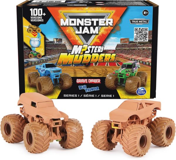 Monster Jam, Mystery Mudders 2-Pack Monster Trucks, Official 1:64 Die-Cast Vehicles, Wash to Reveal (Styles Will Vary), Kids Toys for Boys 3 and Up - Image 2