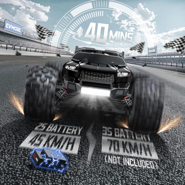 1/16 Brushless RC Cars for Adults & Boys, Fast 43 Mph, Electric 4WD High Speed RC Car, All-Road Remote Control RC Truck with Two 2S Lipo Batteries, Compatible with 3S Lipo - Image 4