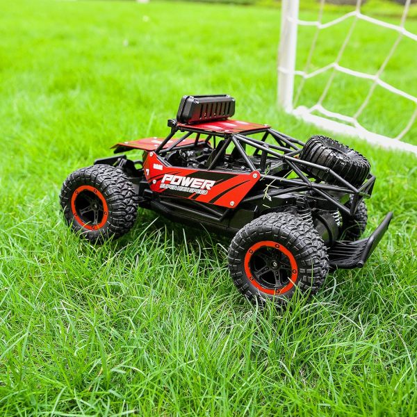 BEZGAR TB141 RC Cars -1:14 Rc Cars for Boys Age 4-7 with Two Rechargeable Batteries, Fast Rc Monster Truck for Kids & Adults, All Terrains Remote Control Car for Boys 8-12 with LED Headlight (Red) - Image 9