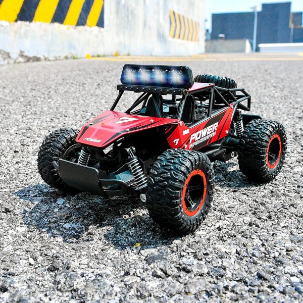 BEZGAR TB141 RC Cars -1:14 Rc Cars for Boys Age 4-7 with Two Rechargeable Batteries, Fast Rc Monster Truck for Kids & Adults, All Terrains Remote Control Car for Boys 8-12 with LED Headlight (Red) - Image 8