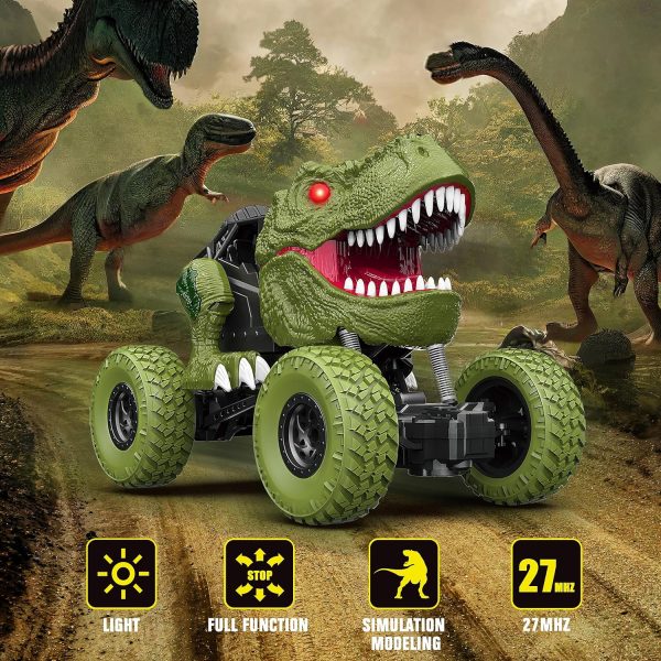 Remote Control Dinosaur Car for Kids Boys, 2.4Ghz All Terrain Remote Control Dinosaur Truck with Light, Rechargeable 4WD Off Road RC Car Toys for Kids 3 4 5 6 7 8-12 Year Old Boys Girls Birthday Gift - Image 3